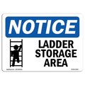 Signmission OSHA Sign, 18" H, Rigid Plastic, Ladder Storage Area Sign With Symbol, Landscape, 1824-L-13945 OS-NS-P-1824-L-13945